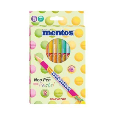 Imagem de Canetinha Gigante Mentos Neo-Pen tons pastel com 12 cores - compactor 
