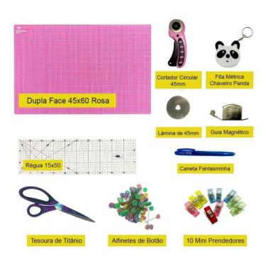 Imagem de Kit Base De Corte Dupla Face A2 60x45 Cortador Circular 45mm Régua 15x