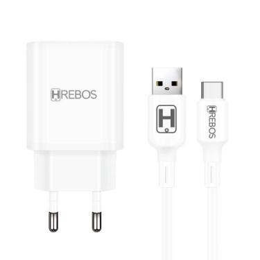 Imagem de HS-398 C Carregador USB 2.8A - 14W + Cabo Type-C - HREBOS