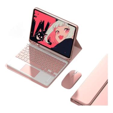 Imagem de Capa Tablet + Teclado Bluetooth + Mouse Para iPad Air4/Air5 10.9 Polegadas (Rosa, teclado de toque)
