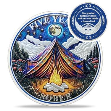 Imagem de Moeda original de sobriedade de cinco anos - Moedas AA Reborn Campfire - Chips e medalhões AA de 5 anos - 1-10 anos NA AA Celebrate Recovery Addicts - Narcóticos Alcoólicos Anônimos Presentes para