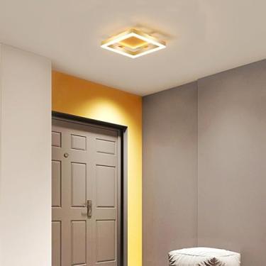 Imagem de Luminária De Teto Plafon Led Moderna Lustre para Corredor Sala Quarto Cozinha (D31 Dourado (20x20x7))