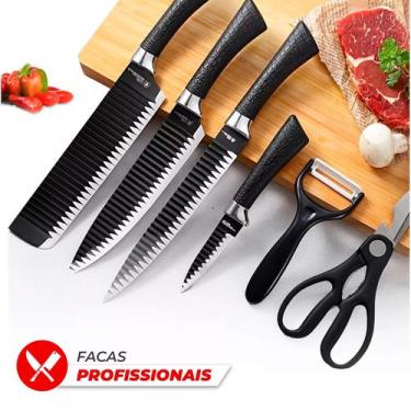 Imagem de Kit Facas De Churrasco Corte Navalha  Dia Dos Pais - INOX