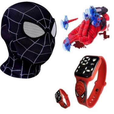 Imagem de Máscara,luva lança-dardos e relógio infantil Homem-Aranha_D - SMACTUDO