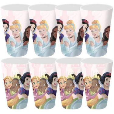 Imagem de Kit 8 Copos Festa Infantil Melamina Rosa Princesas Disney 300ml - Tuut
