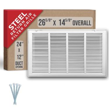 Imagem de Serve para abertura de duto de 61 x 30 cm | Grade de filtro de ar de retorno de aço da Handua [porta removível] para filtros de 2,5 cm | Grelha de cobertura de ventilação | Branca | Grade de entrada