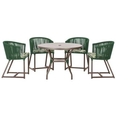 Imagem de Mesa com 4 Cadeiras de Jantar Roma 100cm e Noronha em Aluminío Marrom 