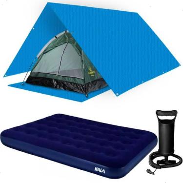 Imagem de Kit Barraca Camping 3 Pessoas Colchão Casal Com Inflador Toldo Lona 3x