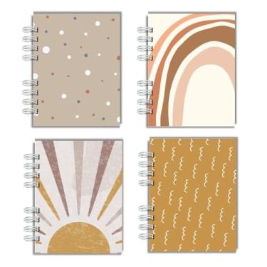 Imagem de Kit Com 4 Cadernos Capa Dura para anotação cadernos de bolso, A6, cadernos wire-o, pautados para faculdade e escola, para mulheres, presente, escritório, material escolar - Capas Boho Brasil