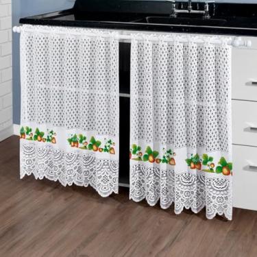 Imagem de Beija Flor, Cortina Pia Vitro Stilo Renda Cozinha 1,60X0,80 Alt Cor:Morango