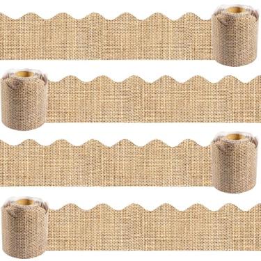 Imagem de Bordas de quadro de avisos de serapilheira, decorações de quadro de avisos, acabamento de borda enrolada de serapilheira de 72 pés para professores materiais escolares decorações de sala de aula de