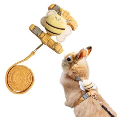 Imagem de Copfeu Conjunto de arnês e coleira de coelho, à prova de fuga de coelho - Peitoral ajustável para animais pequenos, filhote de gatinho, fofo, leve, macio, seguro para animais de estimação para