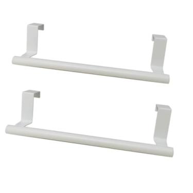 Imagem de szhdxsy 2 peças de aço inoxidável sobre porta toalheiro, suporte de barra de toalha de porta de armário de cozinha para mão, toalheiros de porta com ganchos para banheiros e cozinhas, branco