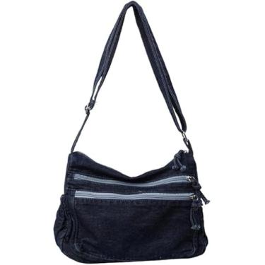 Imagem de Bolsas jeans para mulheres, bolsas transversais, jeans, casual, leve, bolsa de ombro, Azul