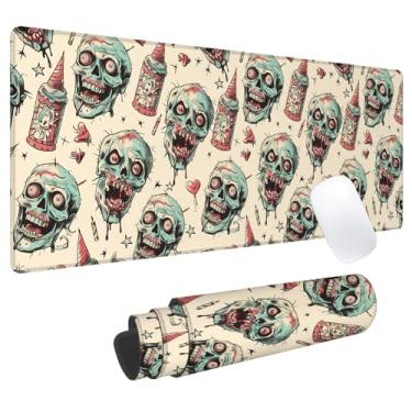 Imagem de Tapete de mouse para jogos de terror zumbi, tapete de mesa de escritório, base de borracha antiderrapante, mouse pad estético legal para computador, laptop, teclado, escola, casa, mesa, jogador