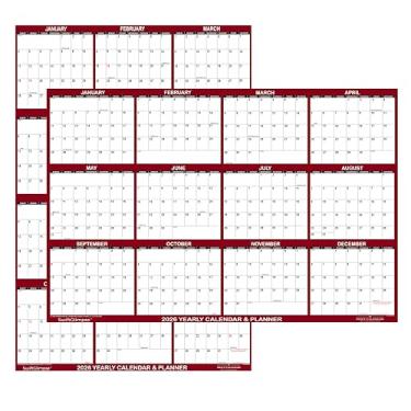 Imagem de Calendário de parede SwiftGlimpse 2026 de 45,7 cm x 61 cm, apagável, grande, apagável a seco e molhado, laminado, anual, 12 meses, reversível, horizontal/vertical, marrom