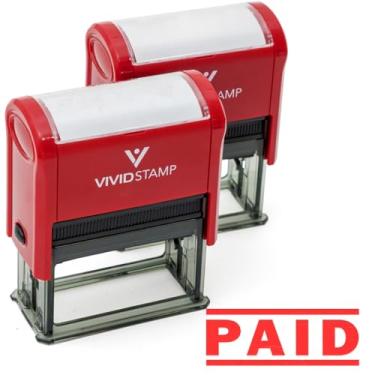 Imagem de Carimbo de borracha com autotinta pago (vermelho) - médio pacote com 2