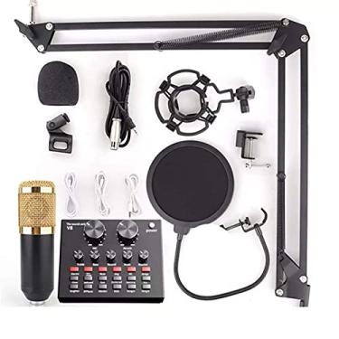 Imagem de AKALNNB Braço de tesoura de suspensão de microfone ajustável, microfone de estúdio, conjunto de microfone condensador, perfeito para YouTube/videoconferência/jogos/zoom/Skype, com efeitos e