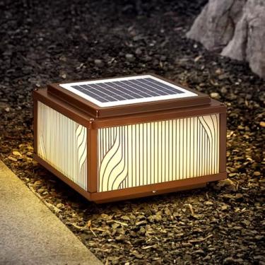 Imagem de CUTPOIY Poste de poste de luz solar ao ar livre à prova d'água tampas de luz luminárias painel solar de alumínio poste pedestal poste luzes de poste fora da caixa lâmpadas de pilar cerca deck paisagem