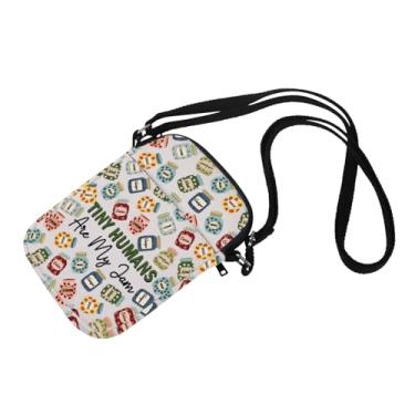 Imagem de Preschool Teacher Gift Tiny Humans Are My Jam Bolsa transversal para professores pré-escolares, Verde, Casual