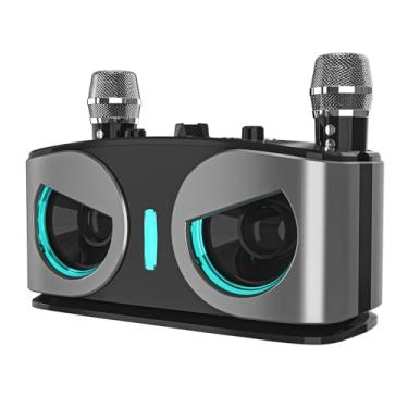 Imagem de Caixa de som Bluetooth profissional para karaokê com design de coruja - diafragma duplo, controle por aplicativo, remoção de voz original, efeitos de eco, bateria de 2400 mAh + 800 mAh, portátil