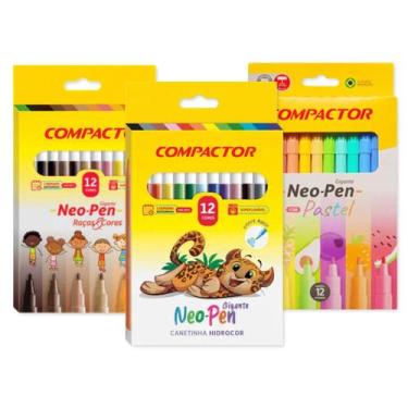 Imagem de Canetinha escolar Gigante cores básicas + pastel + pele kit 36 cores -