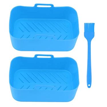Imagem de Cesta de silicone Antigo temperatura para DZ201 Foodi 8qt 2pcs fritar com pincel (Azul)