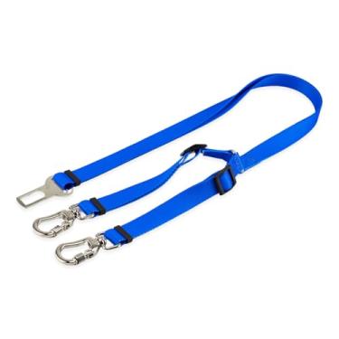 Imagem de Basic Pet Cinto De Segurança Pet Duplo Universal Cachorro Gato Cães Gatos Carro Coleira Adaptador Ajustável (Azul)