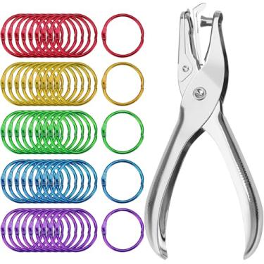 Imagem de OWLKELA Anéis para fichário de 2,5 cm (pacote com 50), anéis de livro de escritório, anéis de folhas soltas, cores sortidas metálicas, ideais para artesanato, documentos, fotos e álbuns de recortes