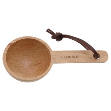 Imagem de Mewutal Colher de medição de madeira de 30 ml e colher de sopa de madeira 30 ml colher de medição 2 colheres de café retrô TBSP para ingredientes secos, especiarias de chá moído (cor de madeira, 2