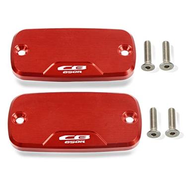 Imagem de Acc-Creativity Tampa do reservatório de fluido de freio dianteiro de alumínio para motocicleta, tampa do reservatório do cilindro mestre compatível com Honda CB650R CBR650R 2019 (vermelho)