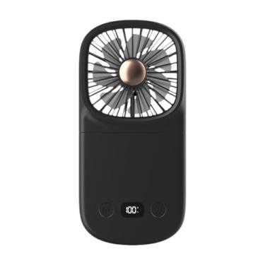 Imagem de XLWLLNJ Mini Hang Fan Fan Portátil pequeno ventilador pessoal quieto com cordão ajustável dobrável para carros essenciais para viagens de escritório, Preto