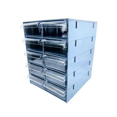 Imagem de Gaveteiro Organizador Cinza com 10 Gavetas Multiuso para Escritório, Ferramentas, Maquiagem e Papelaria MAGUS CG510