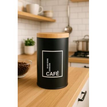 Imagem de Pote Café Lata Alumínio Tampa Imita Madeira Porta Mantimentos 19cm - SHACK (Café)