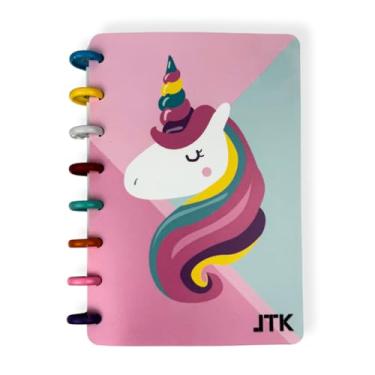 Imagem de Agenda Caderno Inteligente A5 80 Folhas Destacável Menino e Menina Escolar Anotação Diário Fichario Desenho Astronauta Unicornio Criança Capa Removível Bloco de Notas Apostila Espiral (Modelo 2)