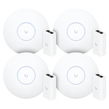 Imagem de 4 U6 Pro Ubiquiti Com 4 Fontes 48V 15W  4 Roteadores WiFi 6 Access Poi