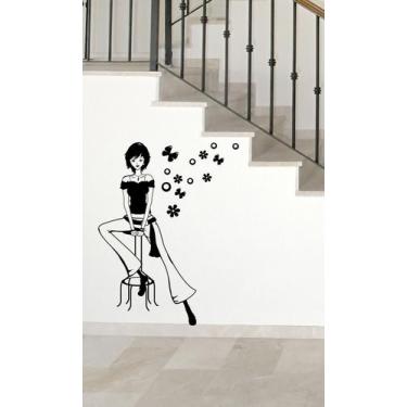 Imagem de Adesivo de parede decorativo silhueta teen Menina para Quarto - Gaudes