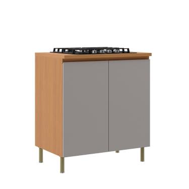 Imagem de Balcão para Cooktop 4 Bocas 2 Portas Em MDF Florença Móveis Sul - Angelin/Cinza