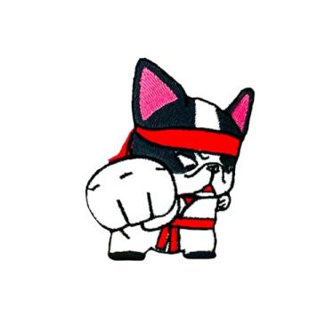 Imagem de TH88 Bulldog Francês Cachorrinho Filhote de Estimação de Cachorro Bonito Logotipo de Desenho Animado 2 Adesivos Costurados Ferro em Aplique Bordado Emblema Emblema Jaqueta Camiseta Roupas Fantasia