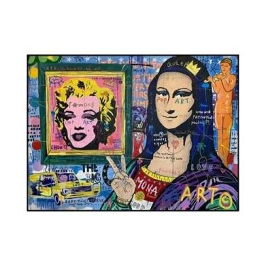 Imagem de Nordic Banksy Graffiti Estilo Pintura Em Tela Arte De Parede Poster Mo