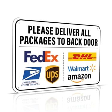 Imagem de Envie todos os pacotes para placa de porta traseira 11,7 x 20 cm Instruções de entrega para meus pacotes pedidos da Amazon, UPS, FedEx, USPS, UPS