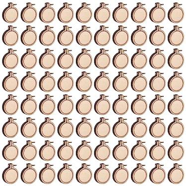 Imagem de Framendino Pacote Com 80 Mini Bastidores De Bordado, Aros Redondos Madeira Para Artesanato Faça Você Mesmo