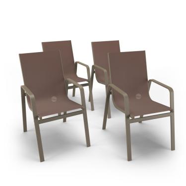 Imagem de Kit 4 Cadeiras Miami Gourmet Alumínio Fendi Tela Marrom