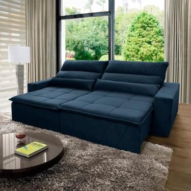 Imagem de Sofá Retrátil Reclinável Islândia 2,10m Suede Velut Preto Molas no Assento - King House