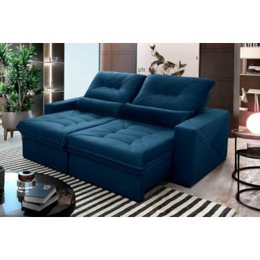 Imagem de Sofá Retrátil Reclinável Islândia 2,10m Suede Velut Preto Molas no Assento - King House