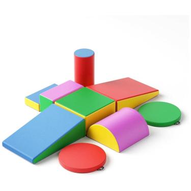 Imagem de Blocos de Espuma Lischwert para Bebês, Conjunto de 9 Peças com Almofada, Brinquedos de Escalada Coloridos para Crianças a Partir de 1 Ano.