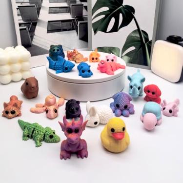 Imagem de Yuhao 3D Printed Mini Animal Figurines Set, 20 Piece Decorative Desktop Accessories, Mixed Colors, Cute Office Decor, Student Rewards, Carnival Prizes