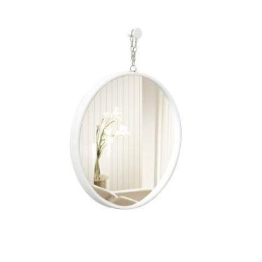 Imagem de Espelho Decorativo Short Strip Branco Alça Corrente 60 cm Redondo - e2