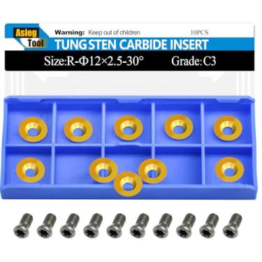 Imagem de Ci3 R1 TIN 12 mm Inserções de carboneto redondo cortadores facas chapeamento titânio substituição indexável alta resistência serve para popular DIY Woodworking Torno de madeira torneamento de madeira