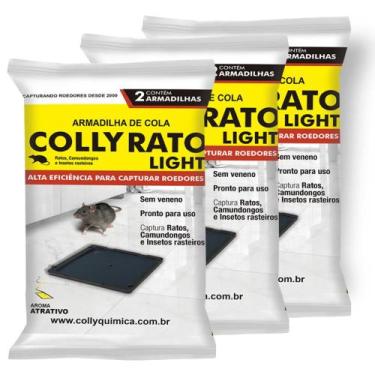 Imagem de 3 Pacotes Armadilha Adesiva Colly Light  Placa Super Colante para Rato